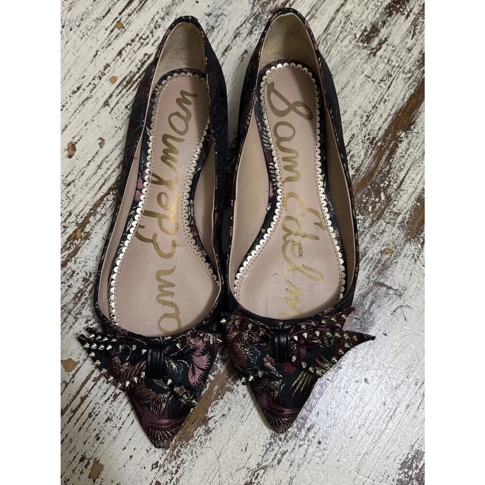 SAM EDELMAN RAISA FLORAL STUDDED FLATS WOMENS Size 8 - Picture 7 of 15